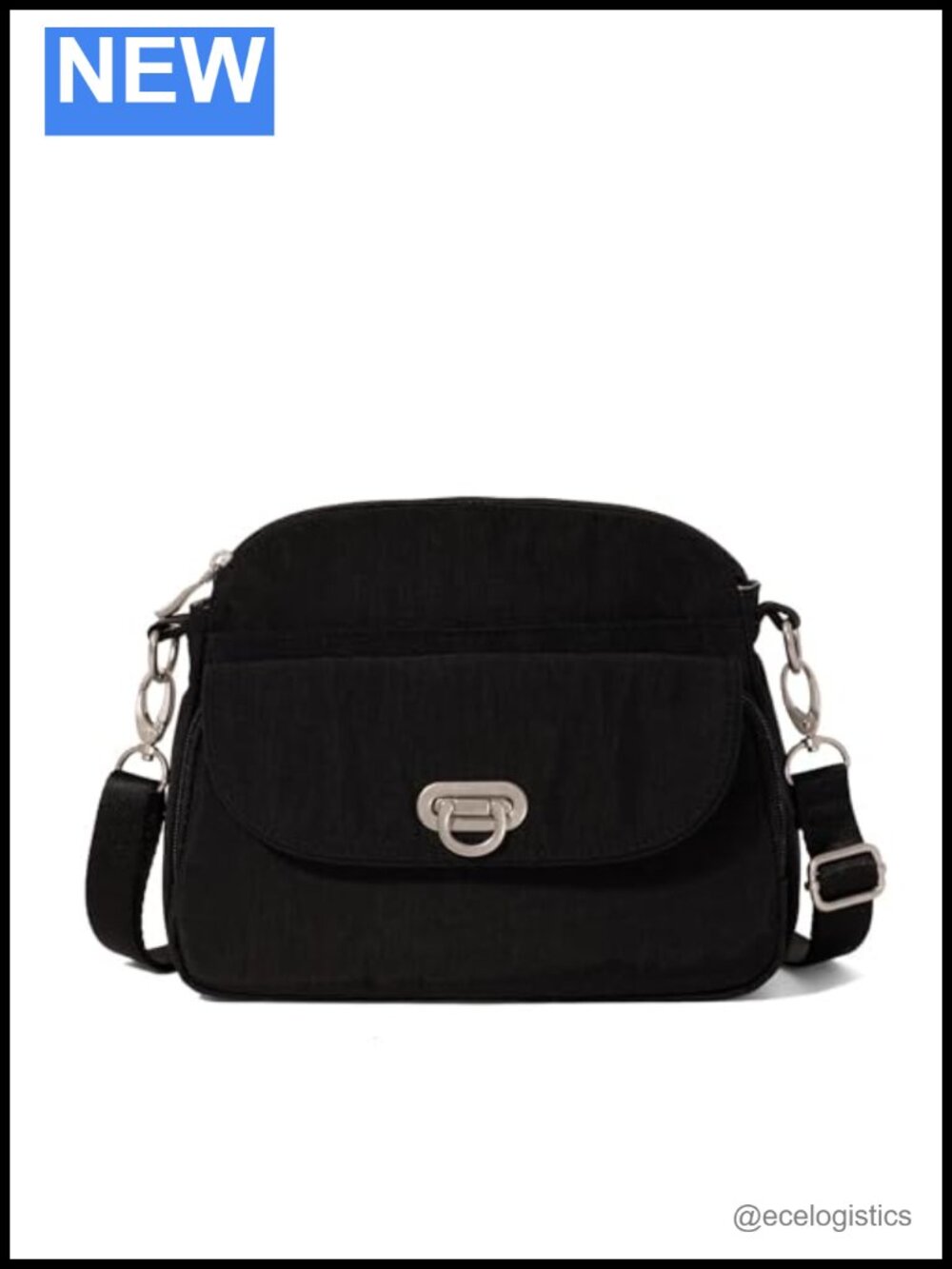 Nylon Crossbody Bag with RFID Wallet - Flip Lock Closure